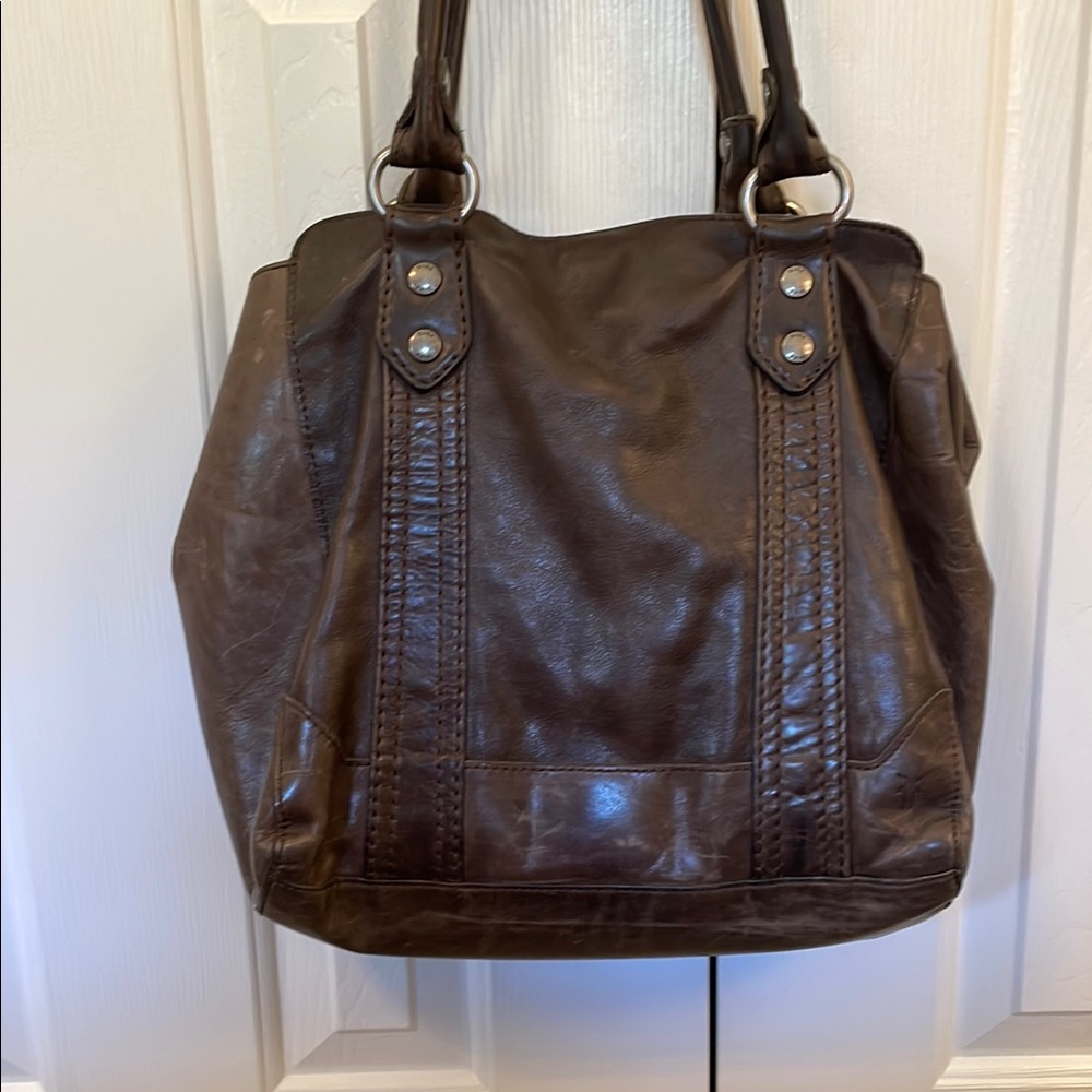 Frye Chocolate Brown Leather Shoulder Tote - Picture 2 of 6